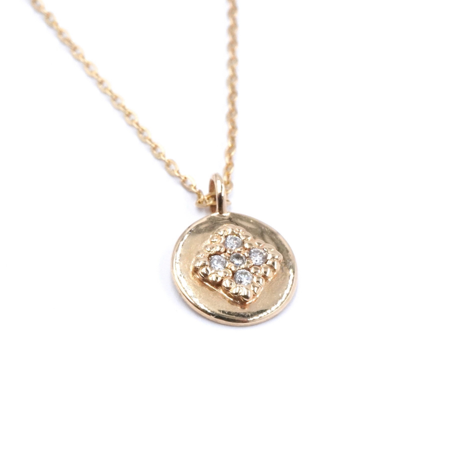 Angèle Brousse Nina collier médaille or 18 carats diamants 44 cm