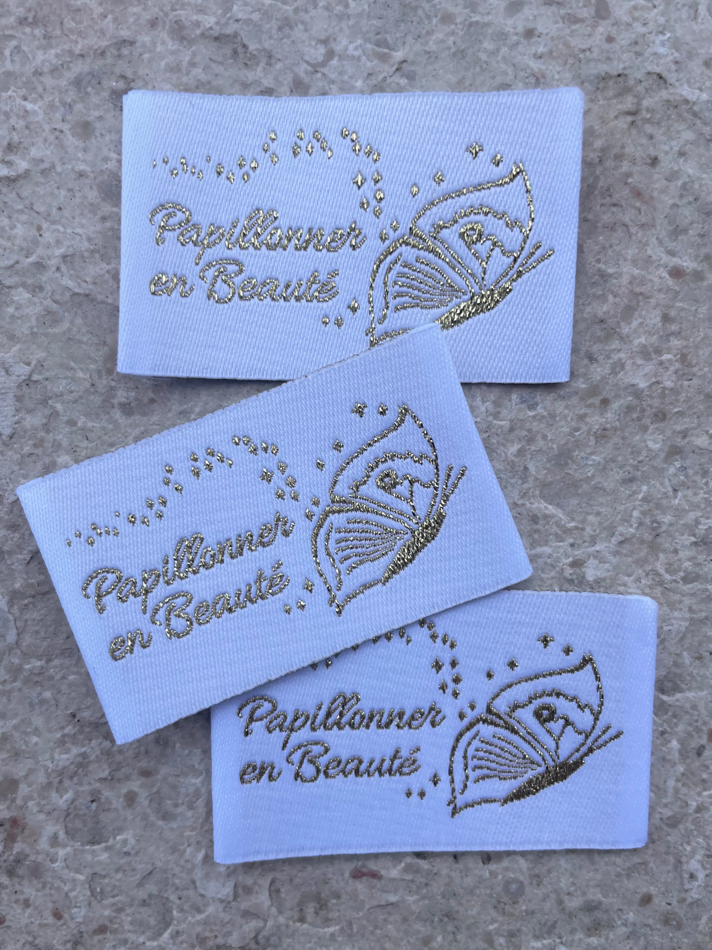 Laeti & Léa Envolée de papillons étiquettes à coudre lot 3 mixtes