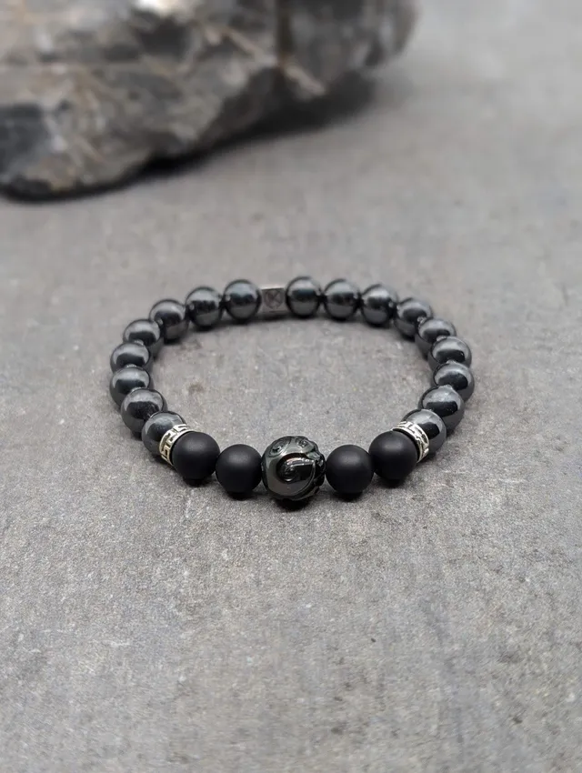 IKOBA Bracelets Hématite Agate Perle Tahiti bracelet gravé 8mm