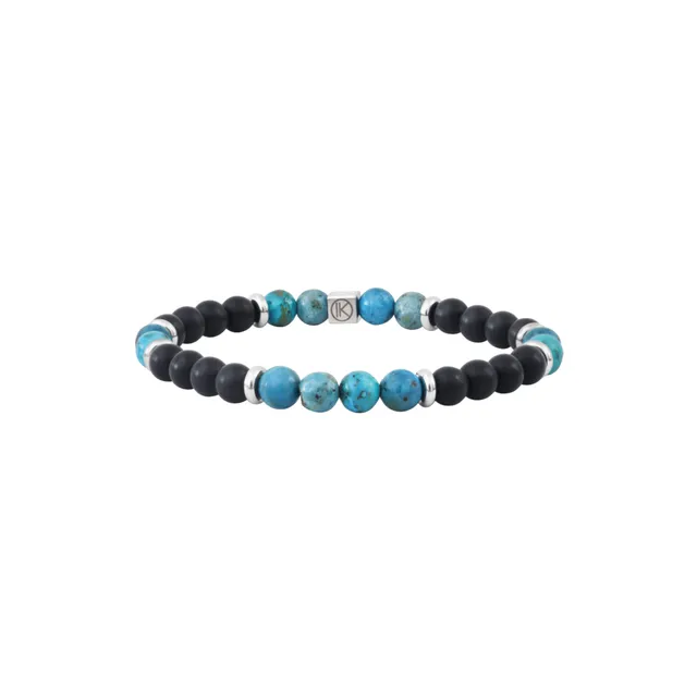 IKOBA Bracelet opale bleue agate noire 6mm
