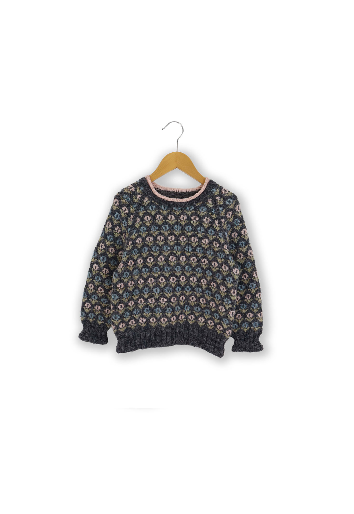 Isager Little Ida's Flowers kit tricot pull jacquard fleurs laine