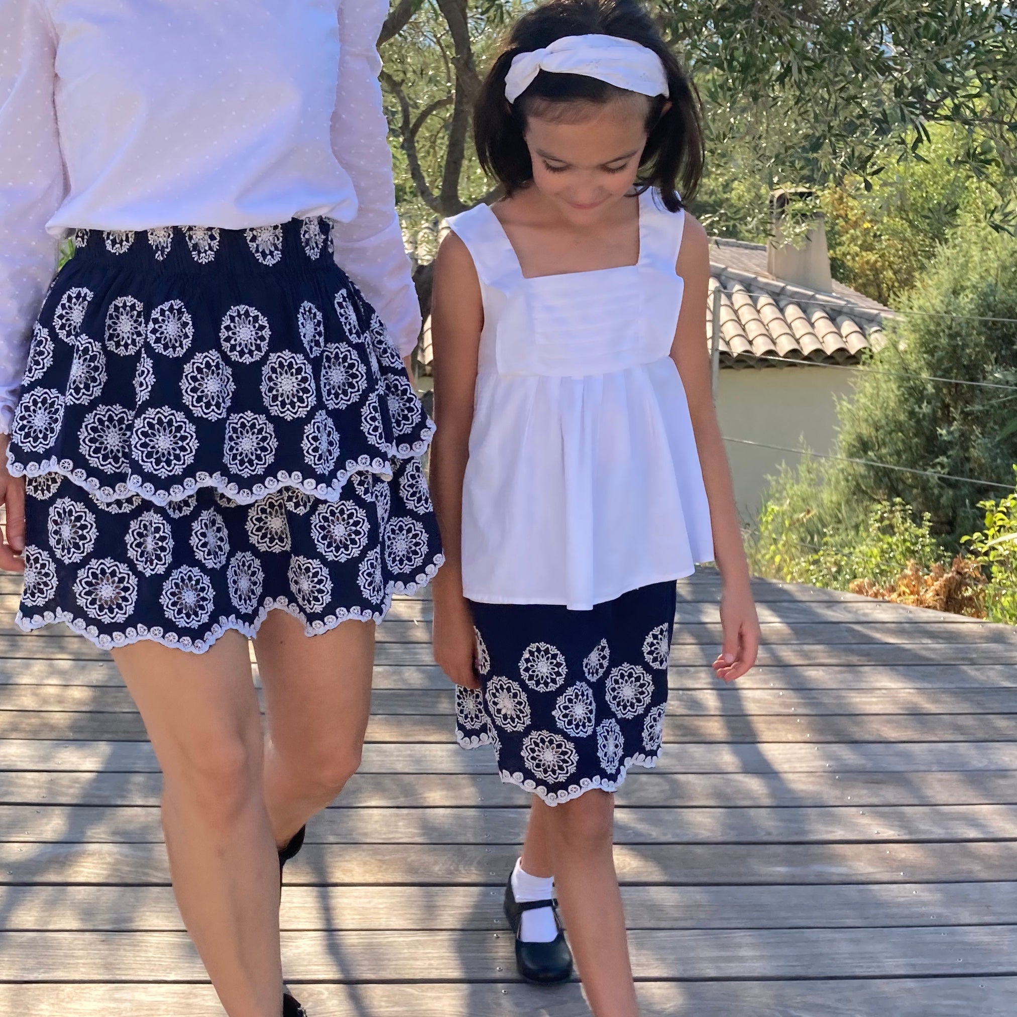 Laeti & Léa Jupe Esméralda enfant coton brodé Bleu