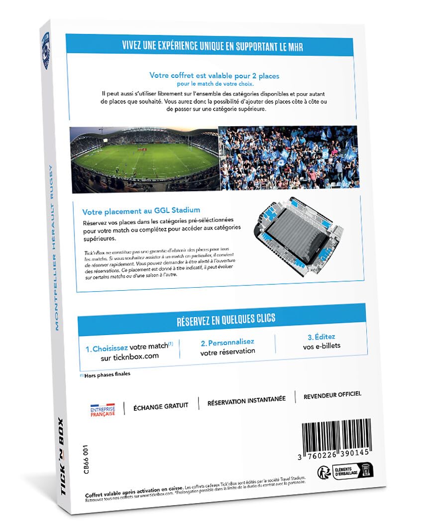 Wonderbox Montpellier Hérault Rugby coffret cadeau 2 places rugby