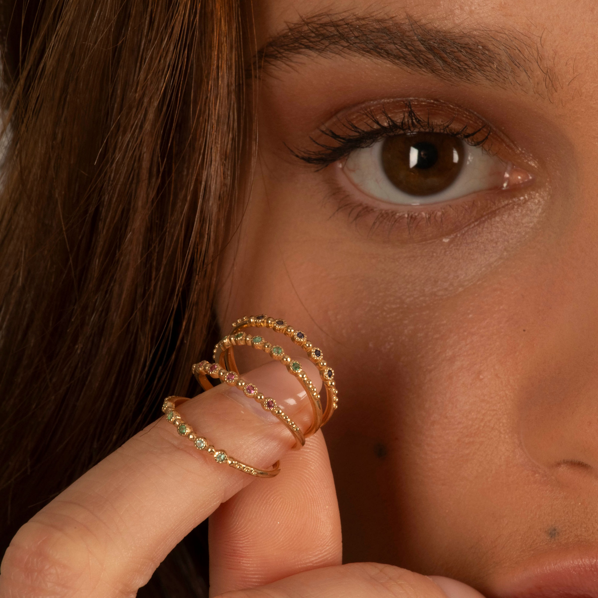 Angèle Brousse Nina Small Colors bague or jaune topaze bleue