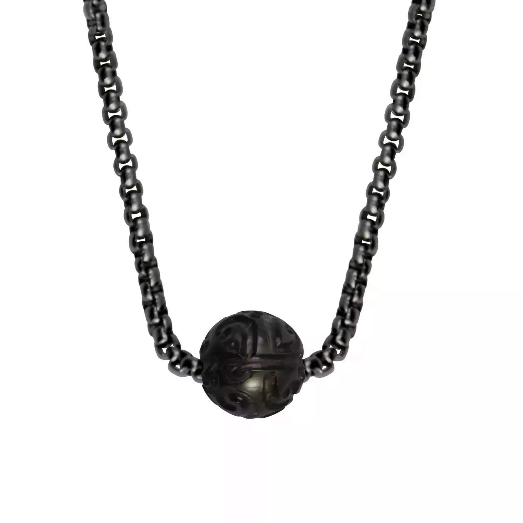 IKOBA Colliers collier perle Tahiti chaîne acier vieilli