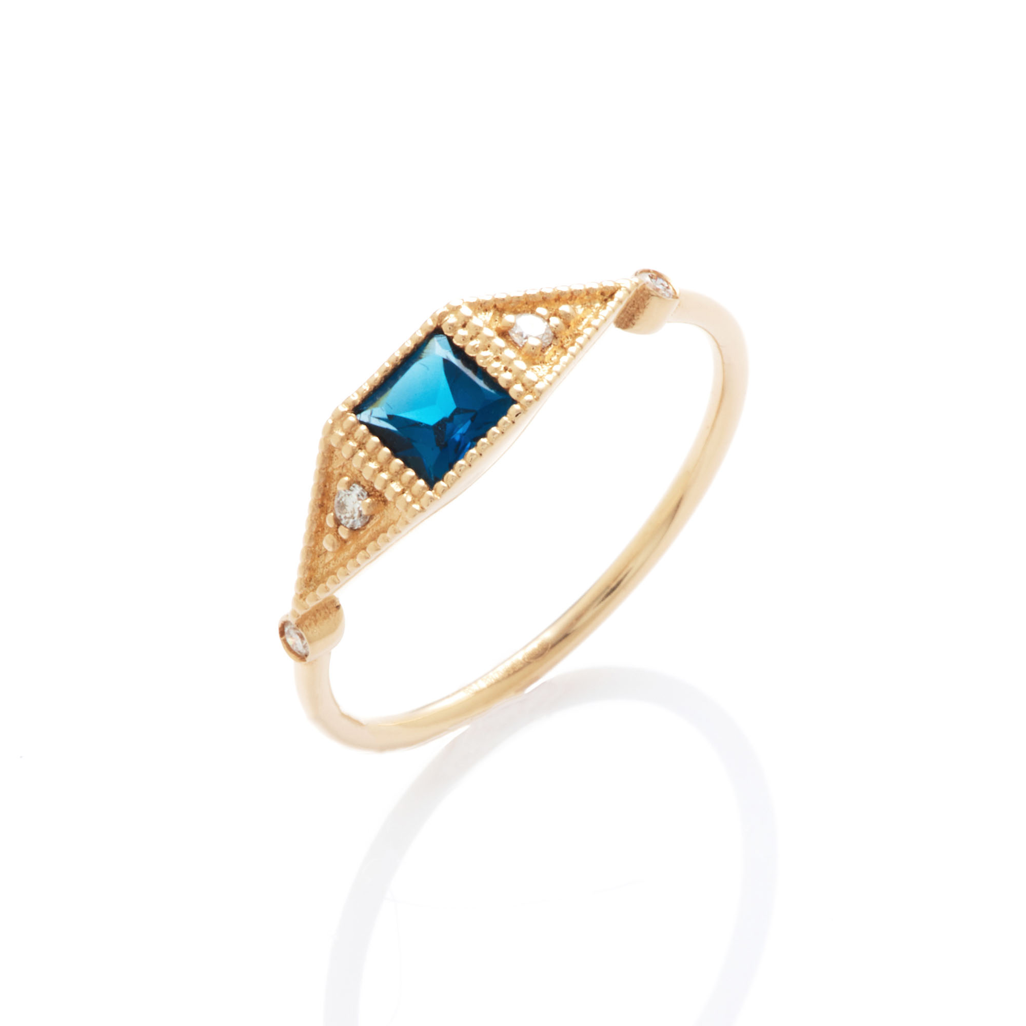 Angèle Brousse Saintes Square bague or jaune topaze bleue