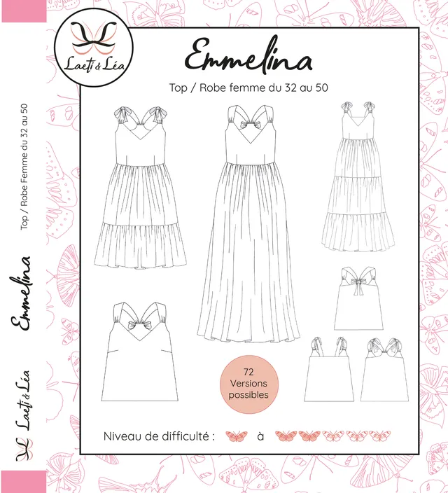 Laeti & Léa Emmelina patron robe top PDF 32-50 décolleté V