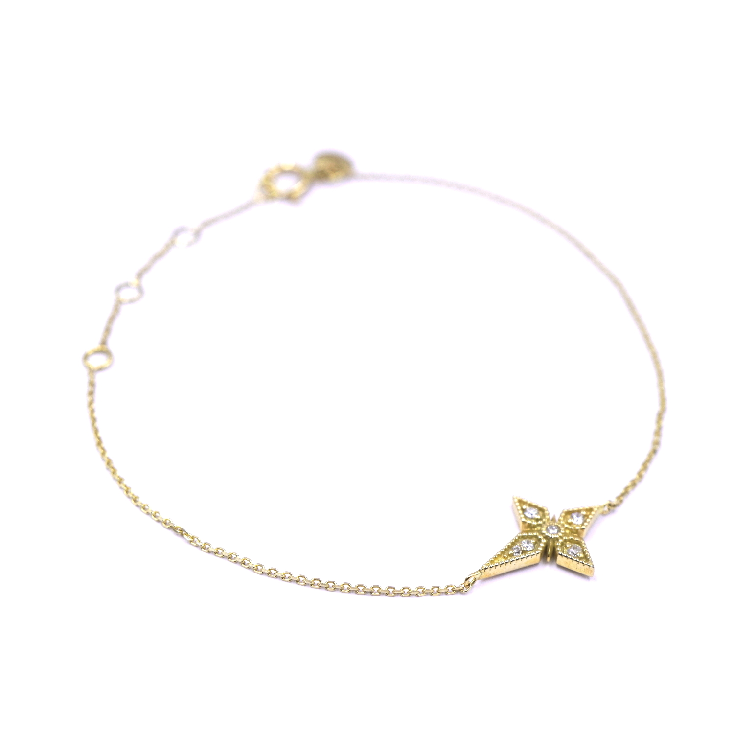 Angèle Brousse Saintes Single Croix bracelet or diamants