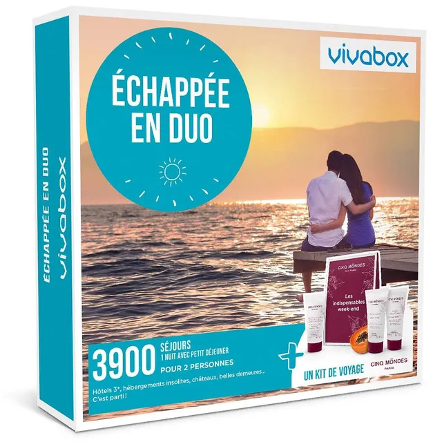 Vivabox Échapée en Duo coffret cadeau 1280 week-ends romantiques couple