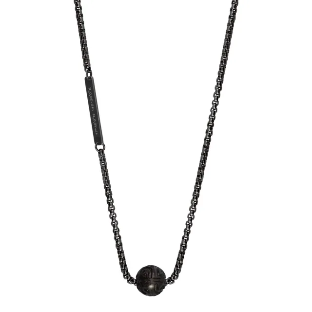 IKOBA Colliers Perle Tahiti Gravée collier chaîne acier vieilli