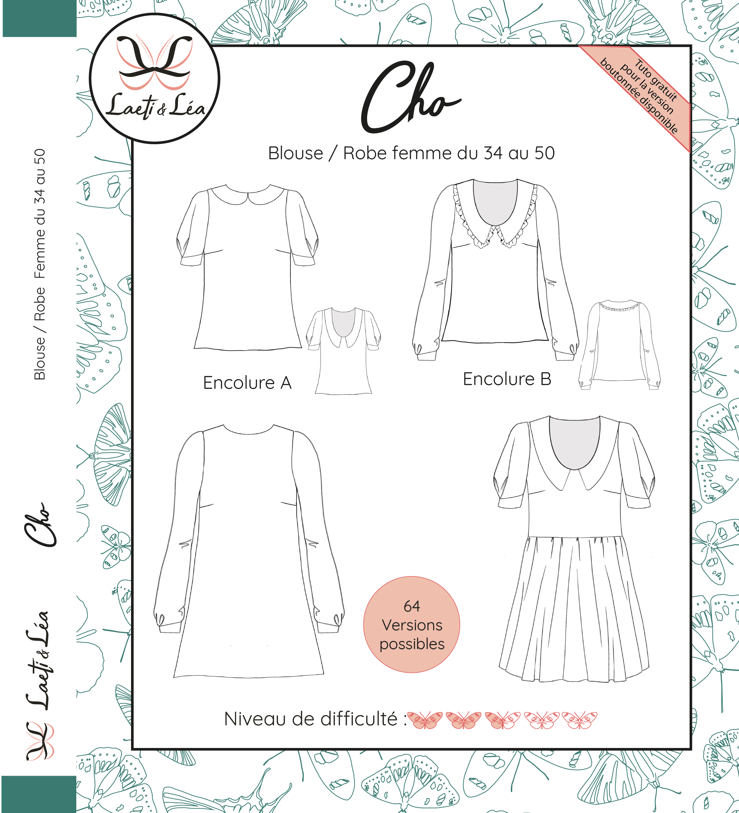 Laeti & Léa Cho patron blouse robe femme PDF 34-50 col plat