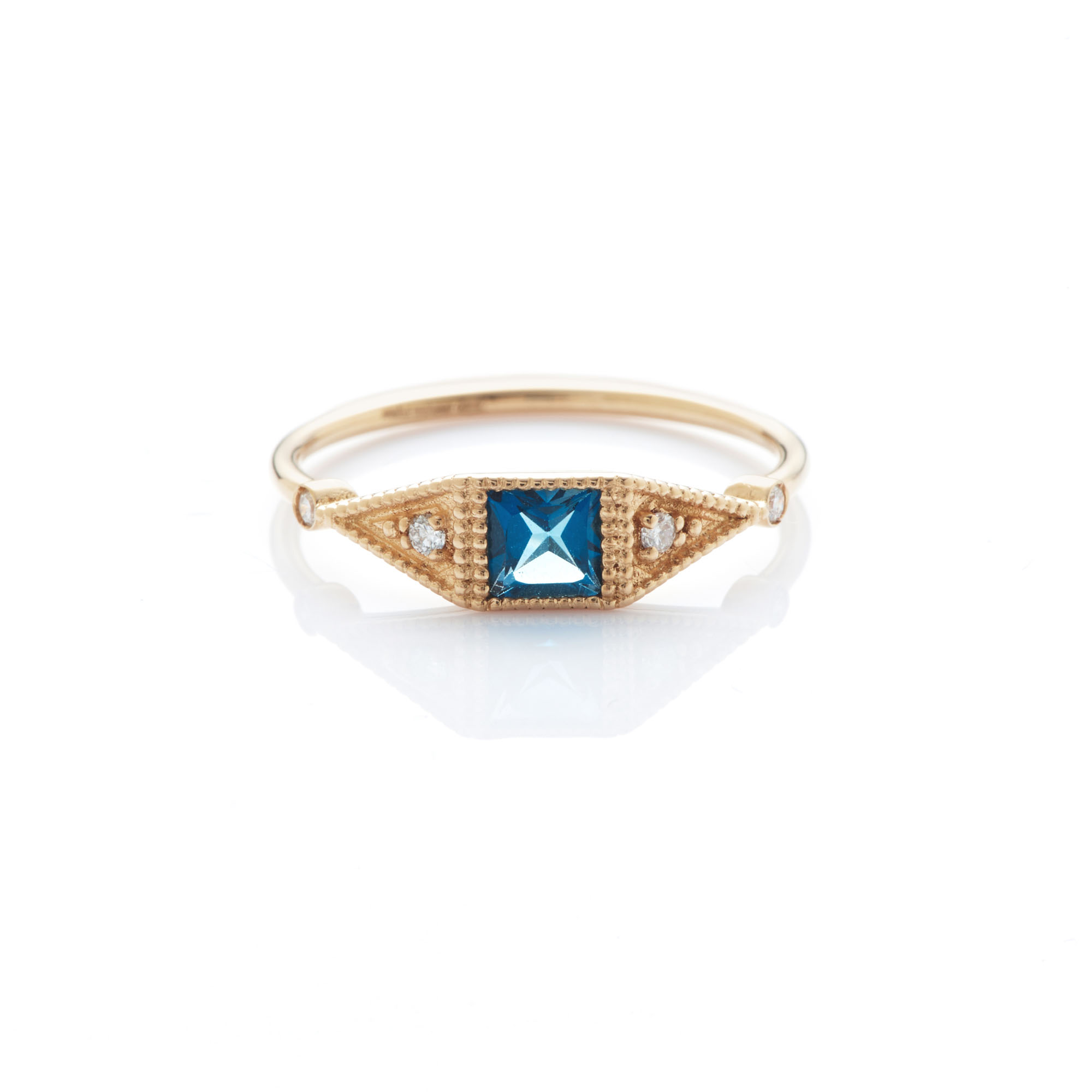 Angèle Brousse Saintes Square bague or jaune topaze bleue