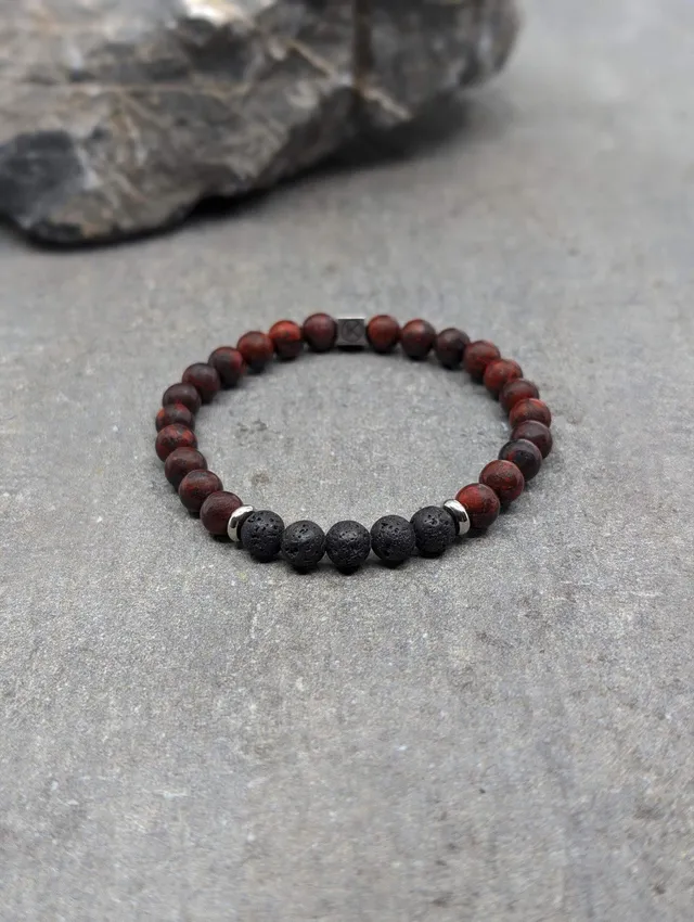 IKOBA Bracelets Jaspe Rouge Pierre de Lave 6mm