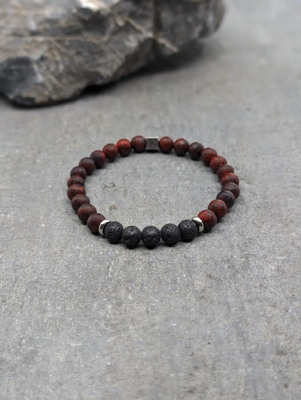 IKOBA Bracelets Jaspe Rouge Pierre de Lave 6mm