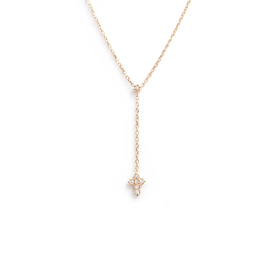 Angèle Brousse Eternity croix collier or jaune 18 carats diamants