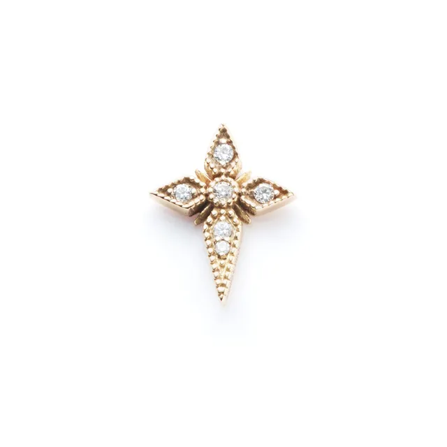 Angèle Brousse Saintes puce croix or 18 carats diamants