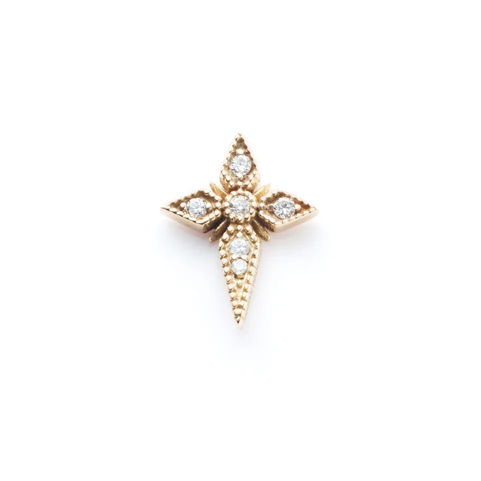Angèle Brousse Saintes puce croix or 18 carats diamants
