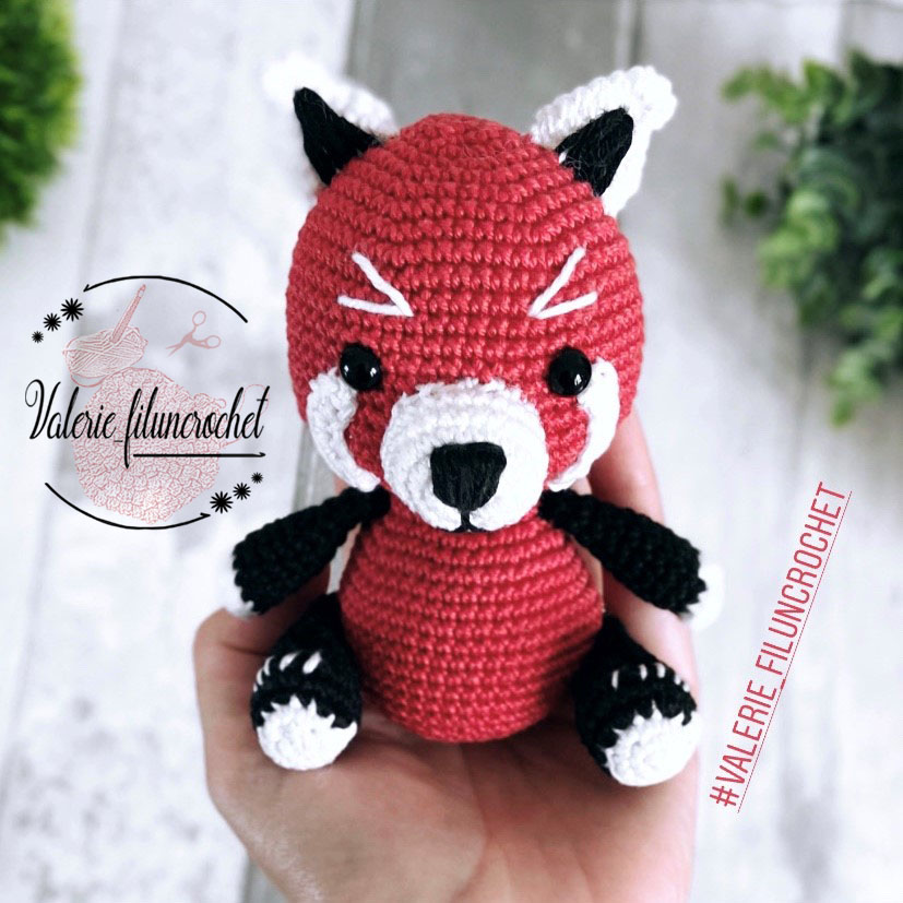 Yushu panda roux tutoriel crochet patron amigurumi