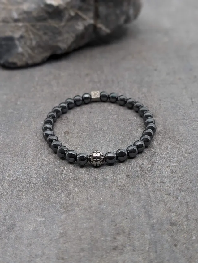 IKOBA Bracelets bracelet hématite 6mm acier inoxydable homme