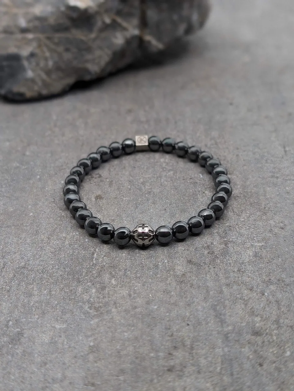 IKOBA Bracelets bracelet hématite 6mm acier inoxydable homme