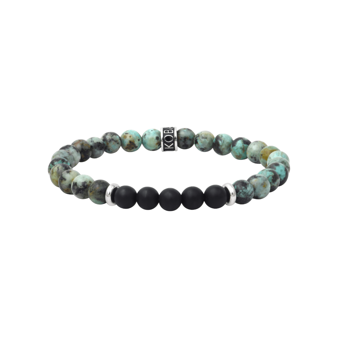 IKOBA Bracelets turquoise africaine agate noire bracelet 6mm