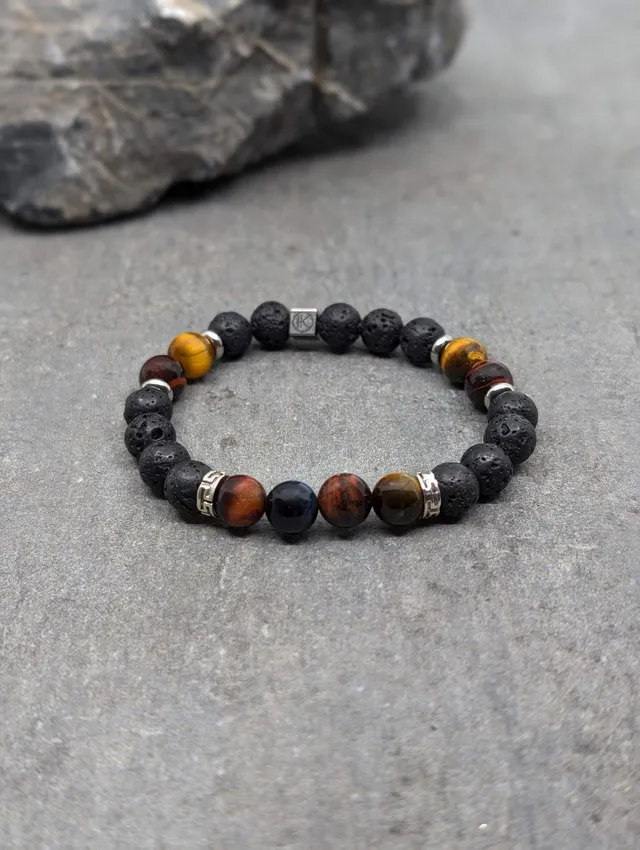 IKOBA Bracelets bracelet trois yeux pierre lave 8mm