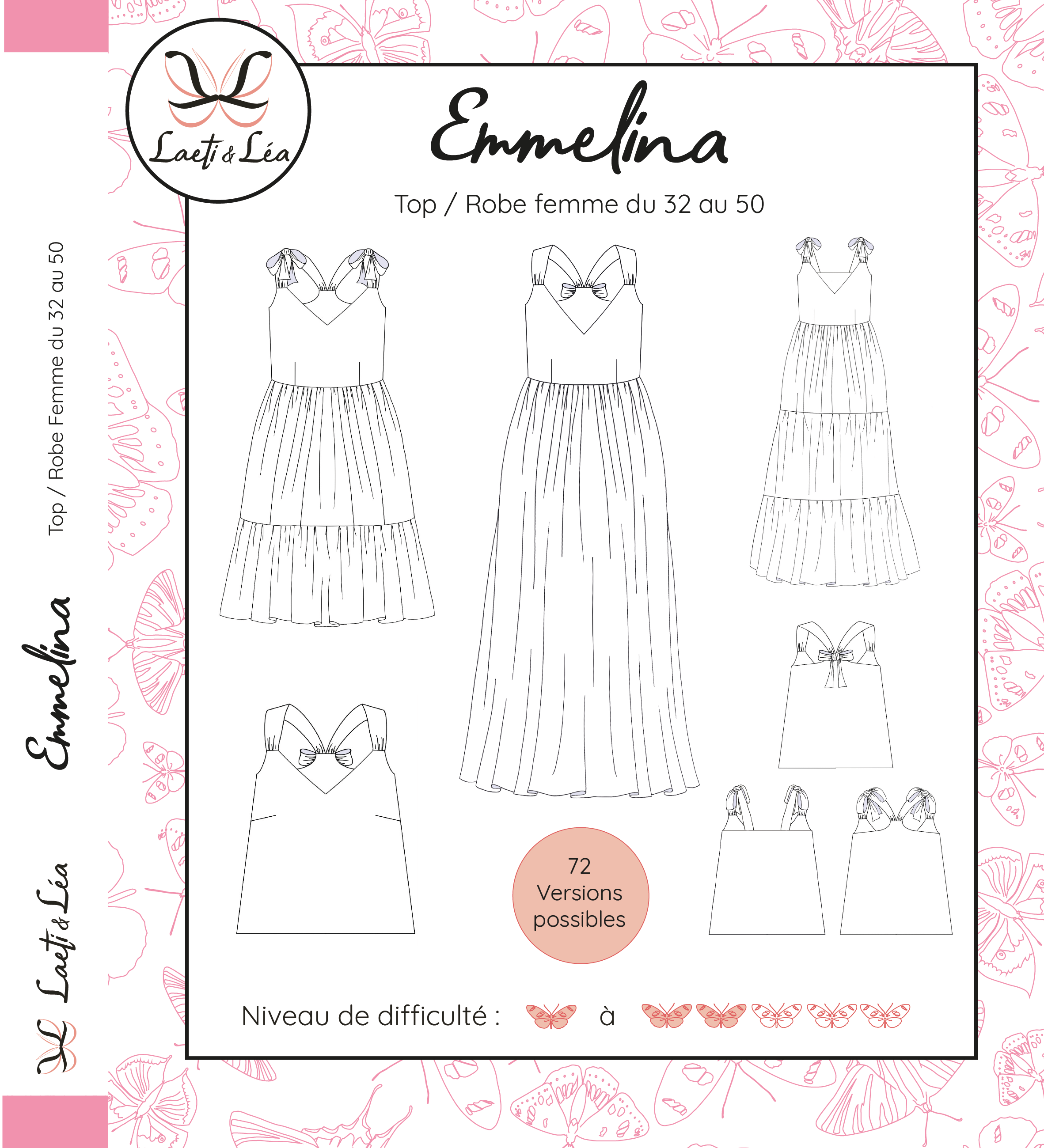Laeti & Léa Emmelina patron robe top PDF 32-50 décolleté V