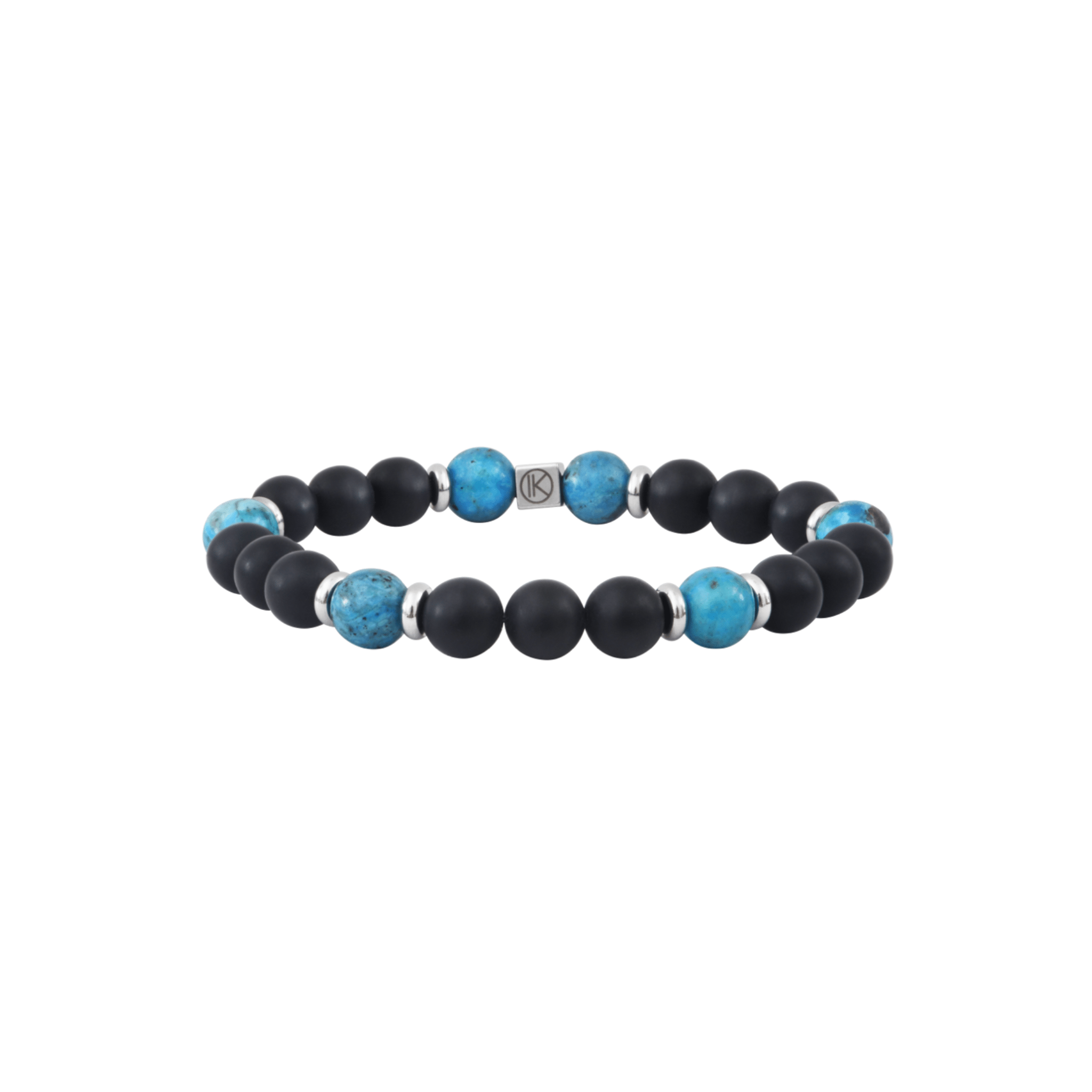 IKOBA Bracelet Opale Bleue et Agate Noire 8 mm perles