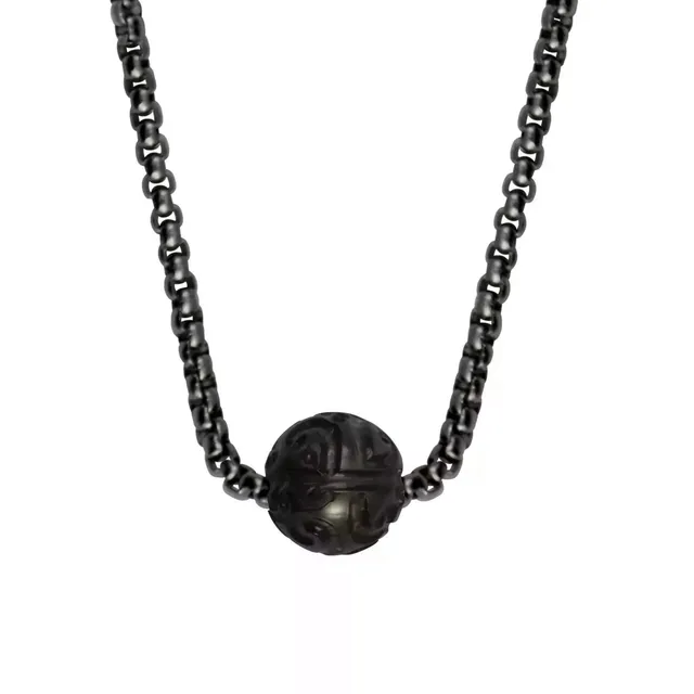IKOBA Colliers collier perle Tahiti chaîne acier vieilli