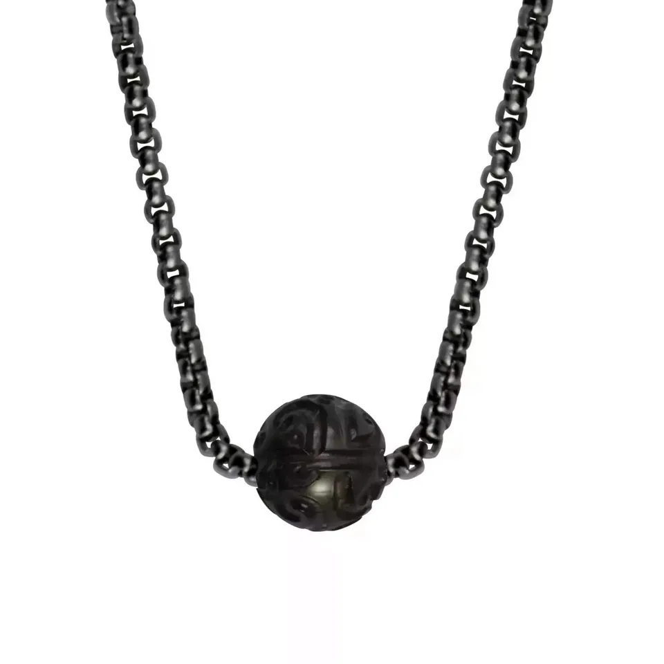 IKOBA Colliers collier perle Tahiti chaîne acier vieilli
