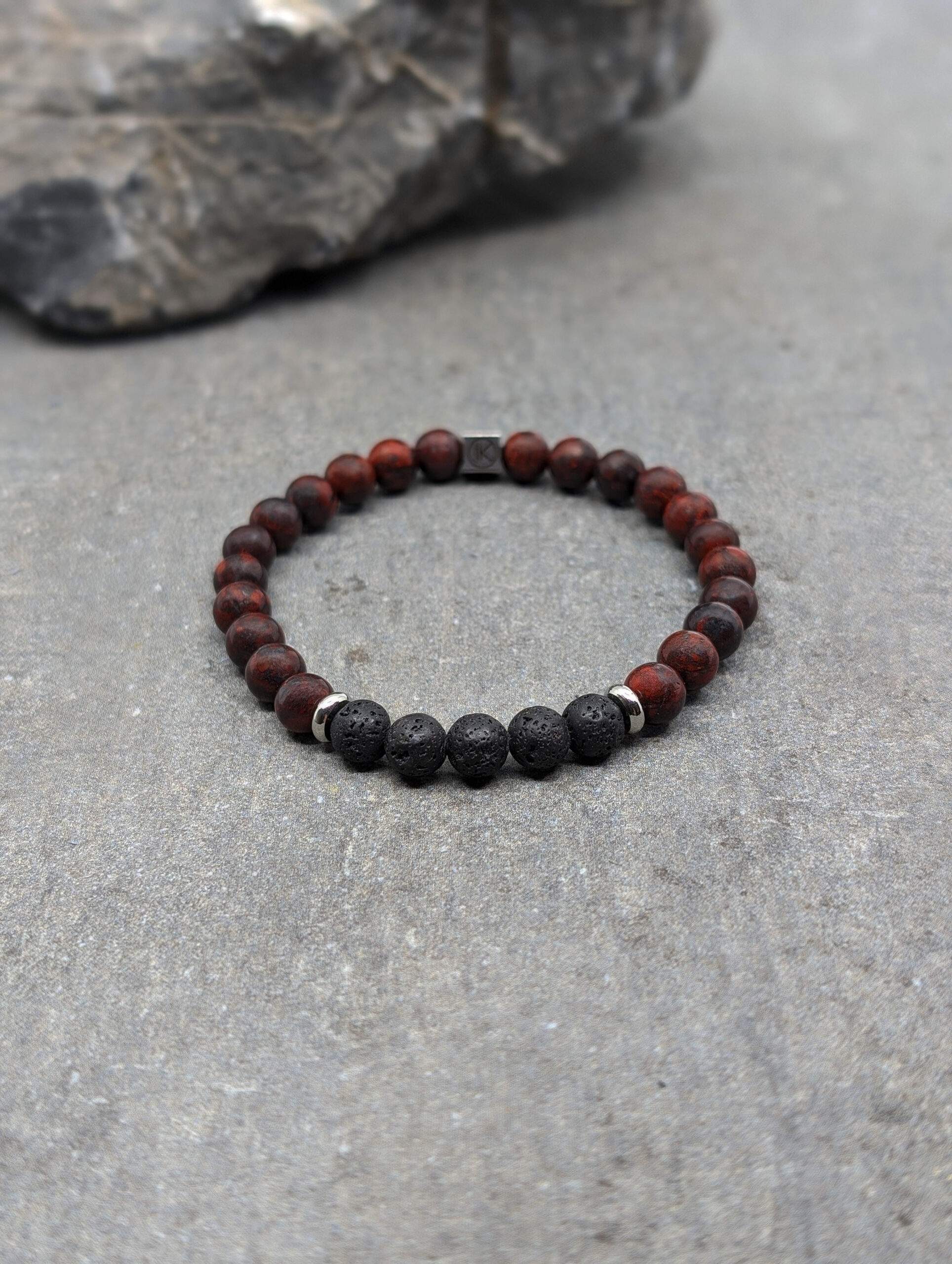 IKOBA Bracelets Jaspe Rouge Pierre de Lave 6mm