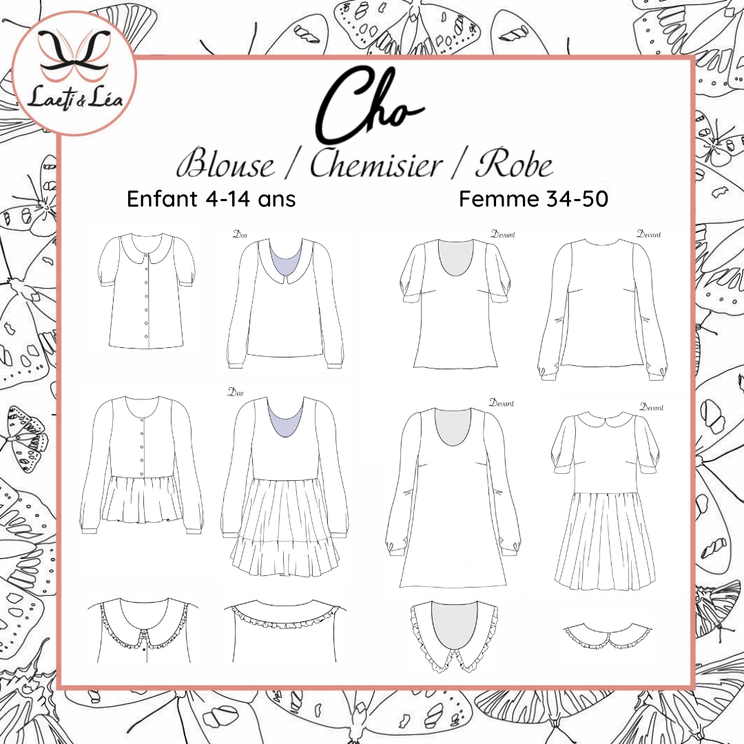 Laeti & Léa Cho Duo patron couture PDF blouse femme enfant 4-14 ans