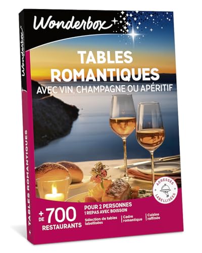 Wonderbox Tables Romantiques coffret resto pour 2 avec vin