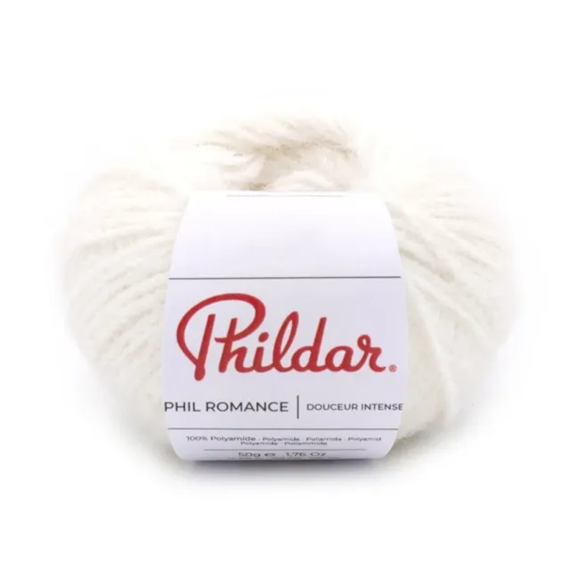 Phildar Phil Romance fil à tricoter écru 50 g poilu doux