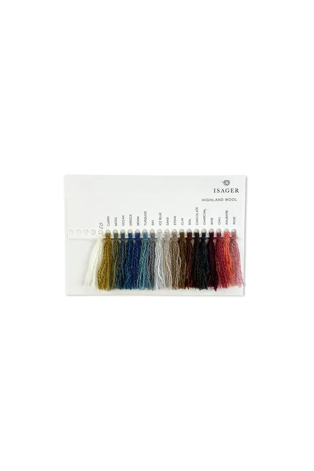Isager Highland nuancier carte coloris laine assortie