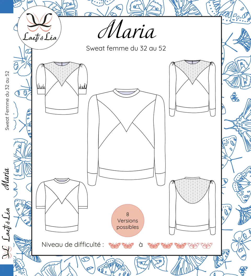 Laeti & Léa Maria Sweat Femme 32-52 patron couture PDF