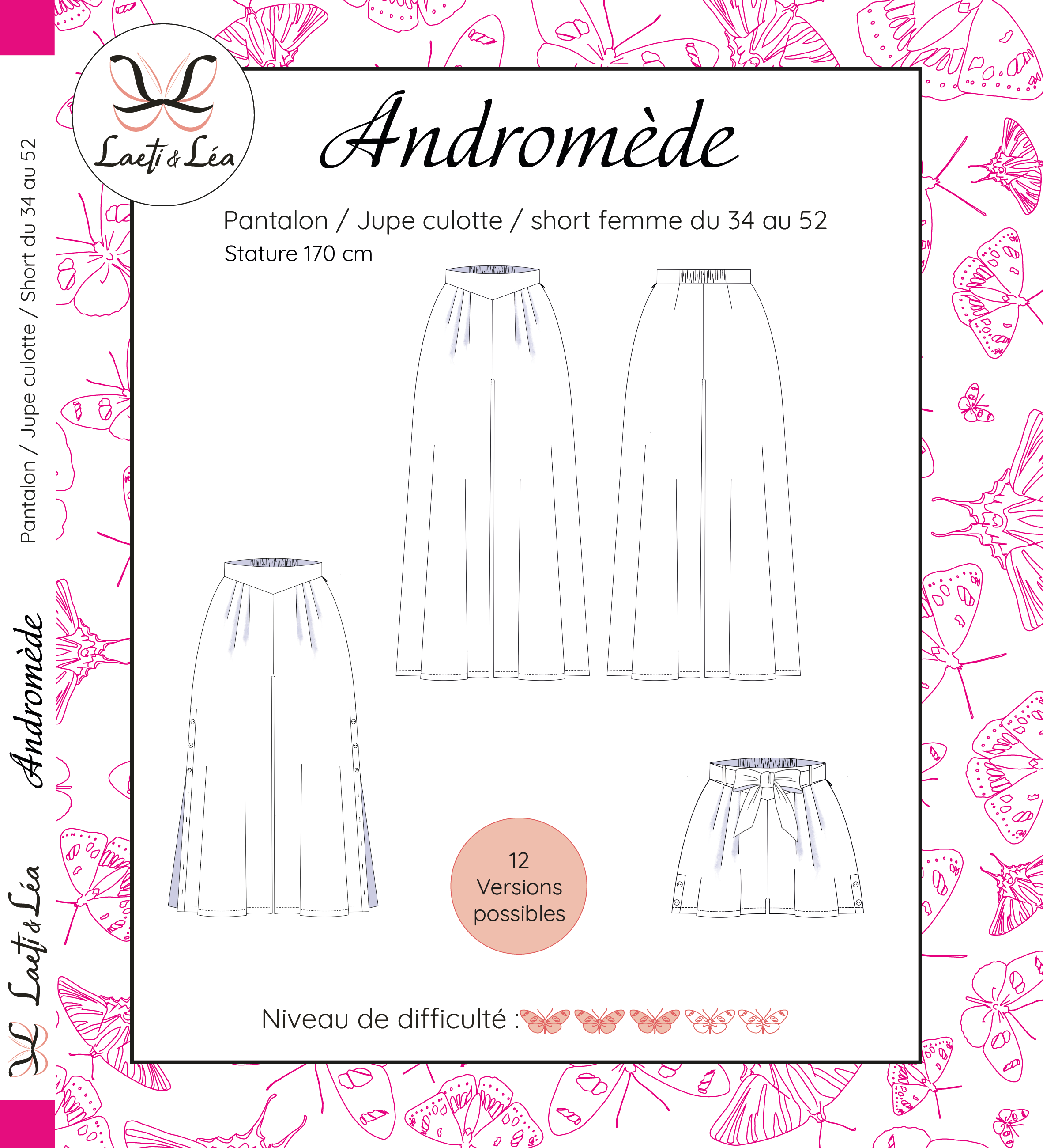Laeti & Léa Andromède 32-52 patron couture pantalon PDF palazzo