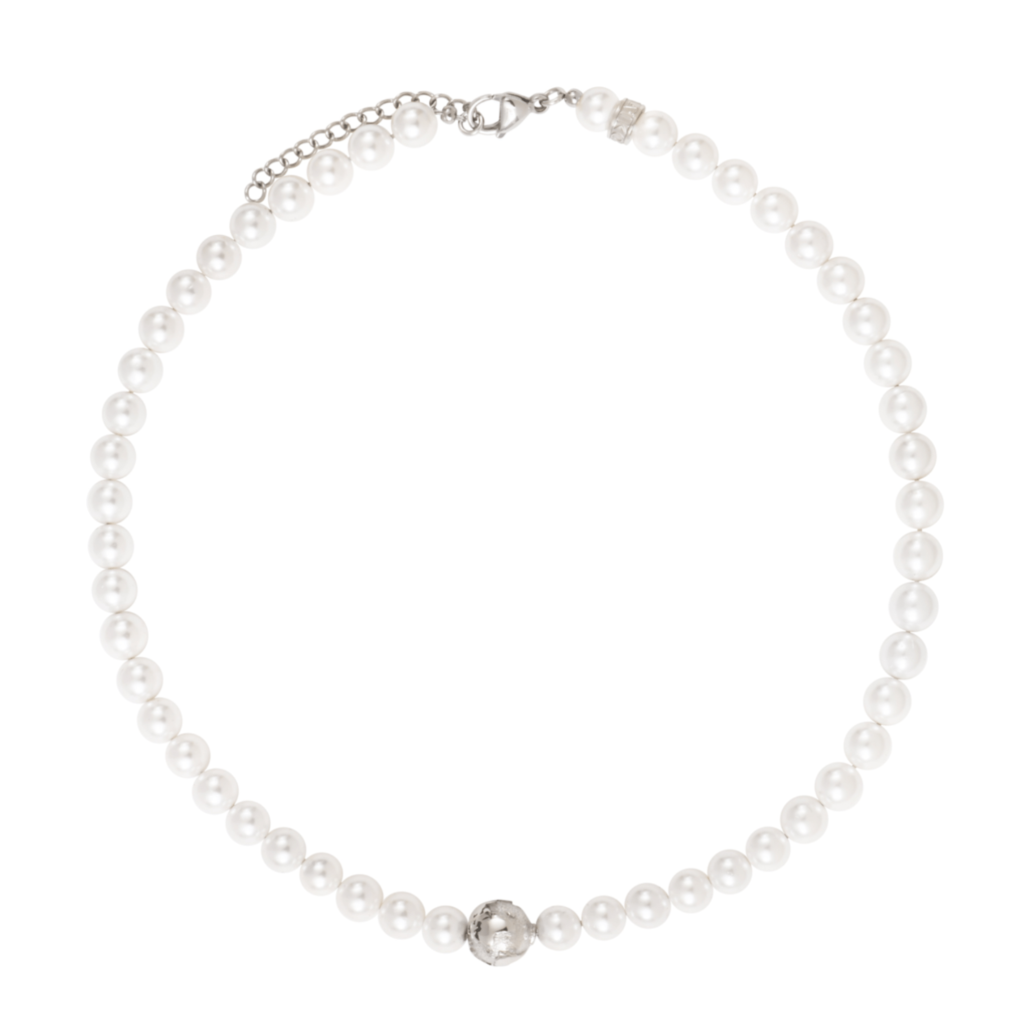 IKOBA Colliers Perles Blanches Terre collier acier inoxydable