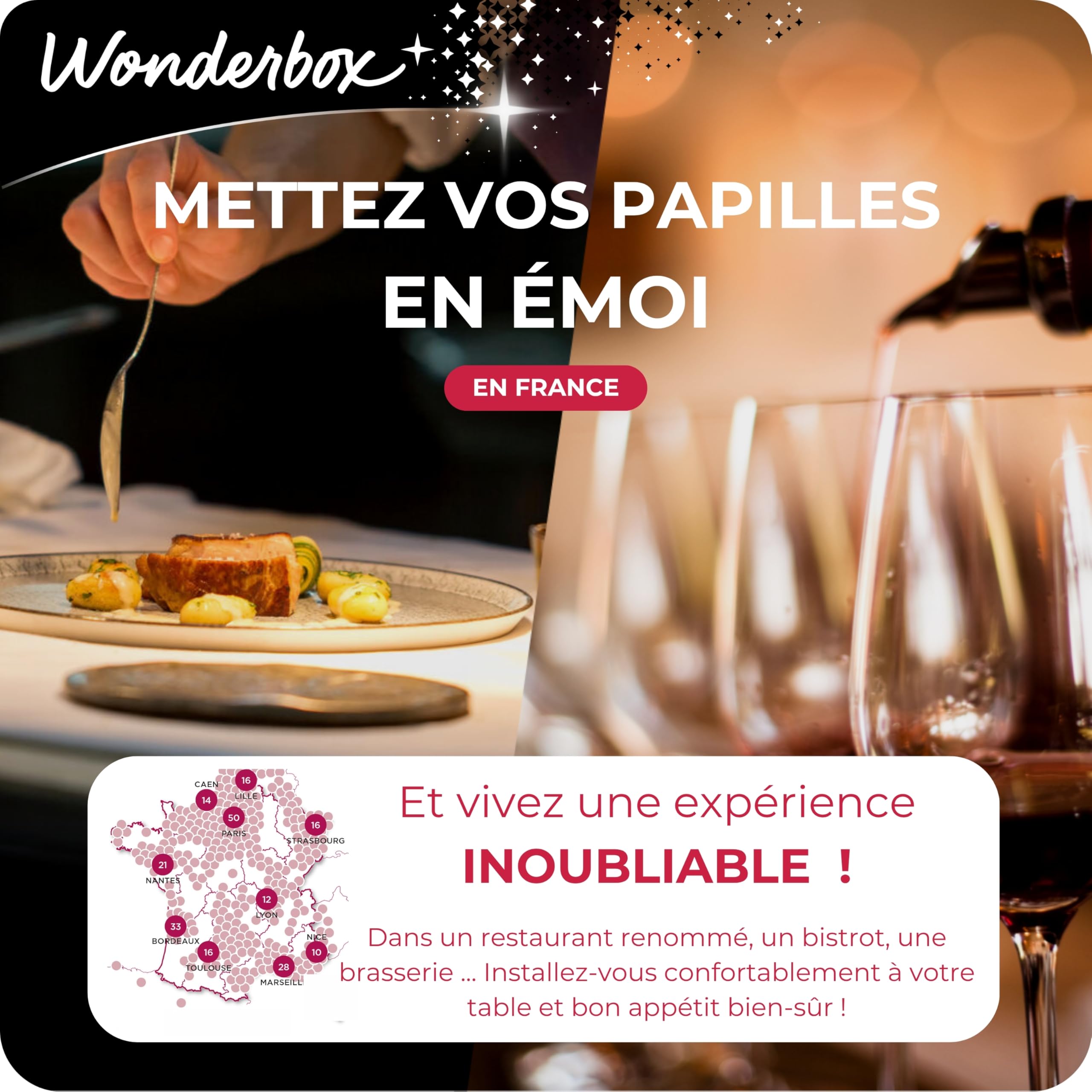 Wonderbox Plaisirs Gourmands coffret restaurant 1-2 pers