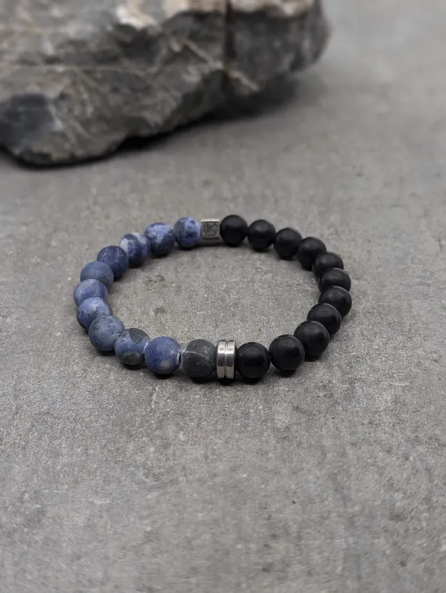 IKOBA Bracelets sodalite agate noire 8mm bracelet bicolore
