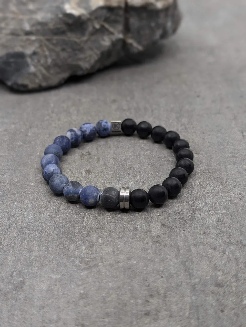 IKOBA Bracelets sodalite agate noire 8mm bracelet bicolore