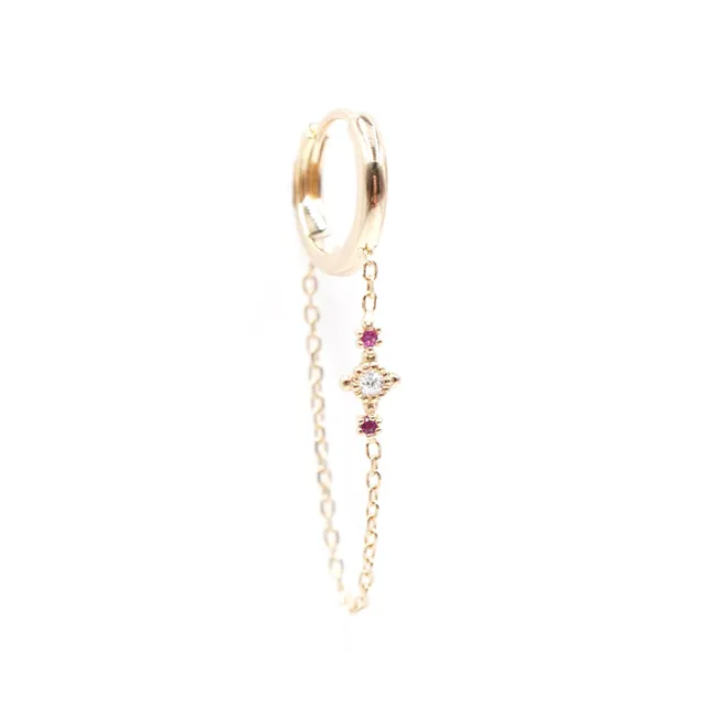Angèle Brousse Susie créoles chaîne or jaune 18 carats pink
