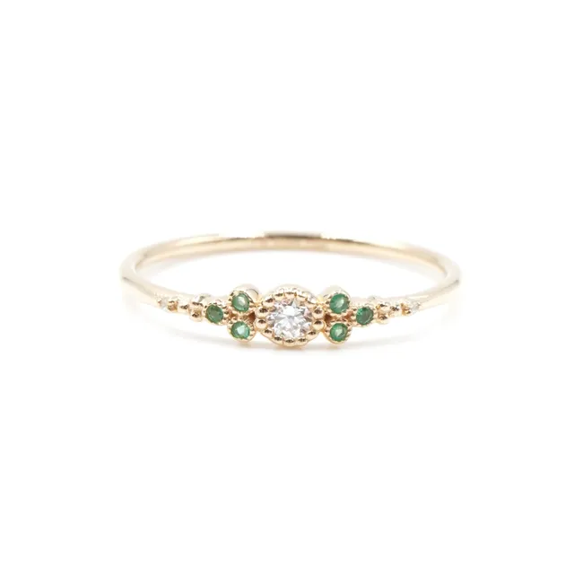 Angèle Brousse Paradis Little bague or émeraudes 6 pierres