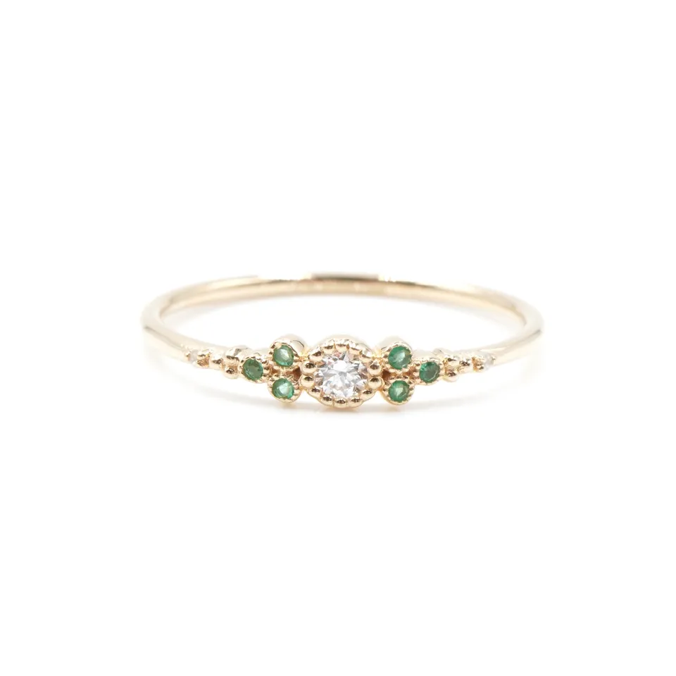 Angèle Brousse Paradis Little bague or émeraudes 6 pierres