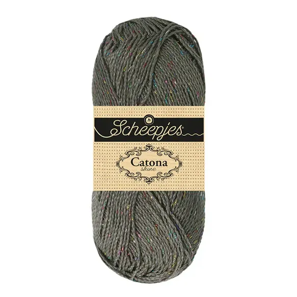 Scheepjes Catona Shine 242 fil coton gris métal brillant