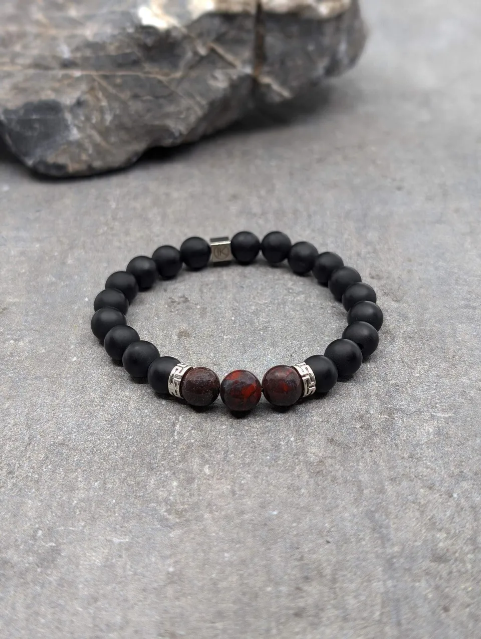 IKOBA Bracelets Jaspe Rouge Agate Noire Dépolie 8 mm