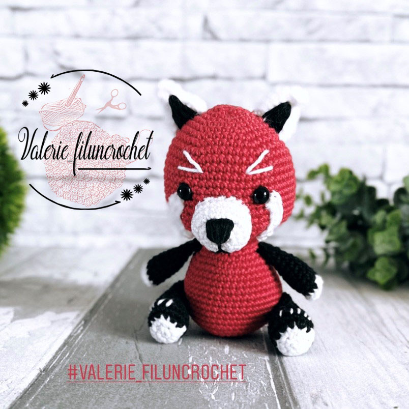 Yushu panda roux tutoriel crochet patron amigurumi