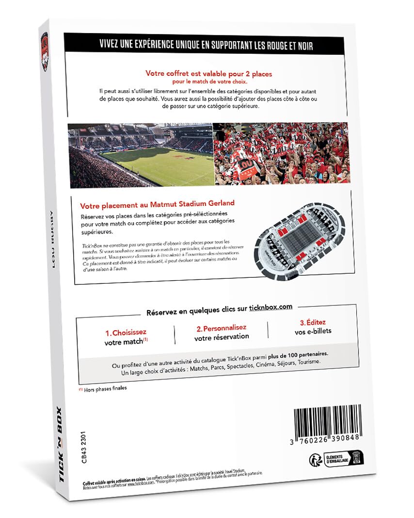 Wonderbox Lou Rugby coffret cadeau match 2 places 2 pers.