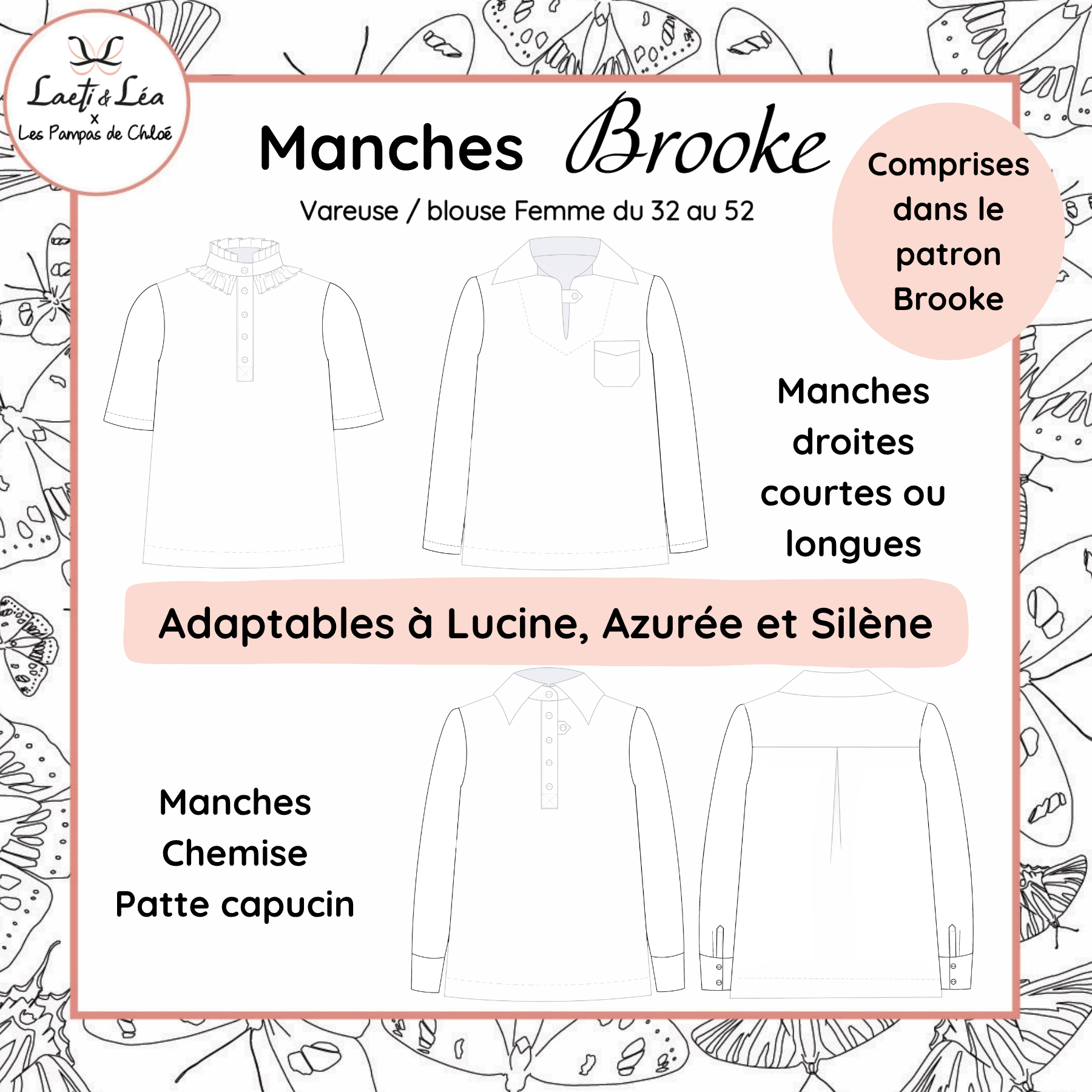 Laeti & Léa Brooke manches patron blouse femme PDF 32-52 modulable