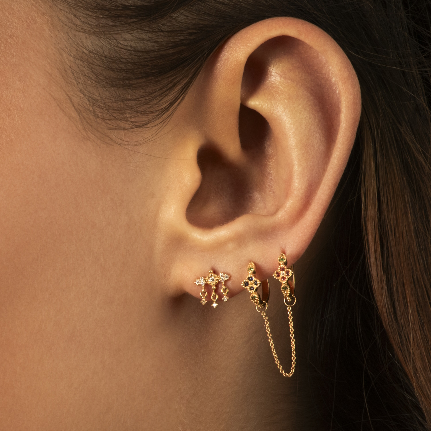 Angèle Brousse Eternity chaîne boucle d'oreille or jaune 5 cm